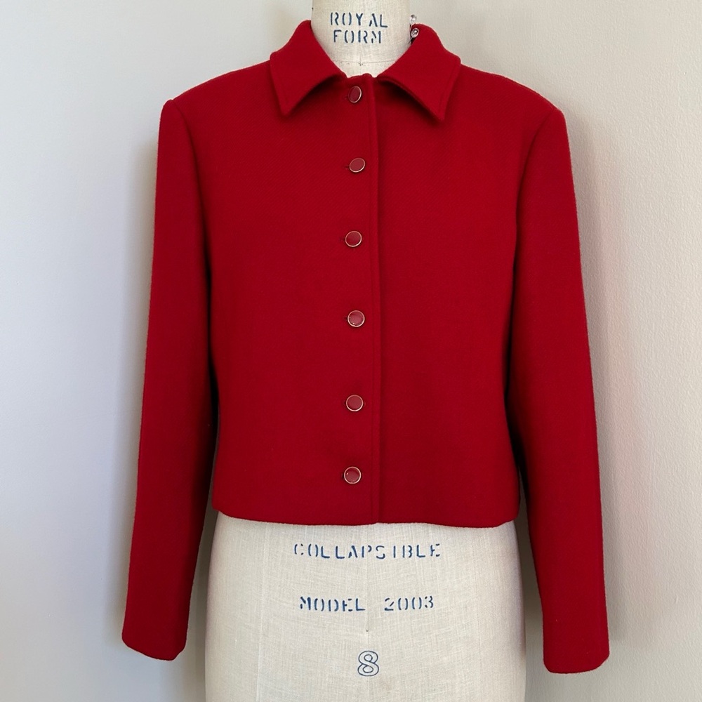 VTG 70s Pendleton Red Wool Jacket Blazer Tailored Minimalist Made in USA Sz 12